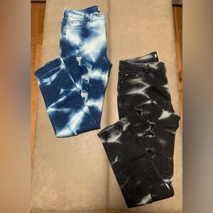 Blue Topic 2 Pair Bundle Tie Dye Distressed Y2K Jeans Blue & Black Women Size 13